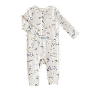 Pehr Henley Patch Pocket Romper - Life Aquatic Pattern (Size 6-12 mo)